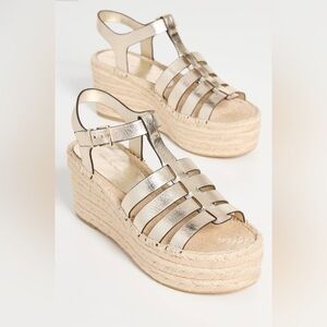 Tory Burch Metallic Fisherman Wedge Espadrilles Size 7.5